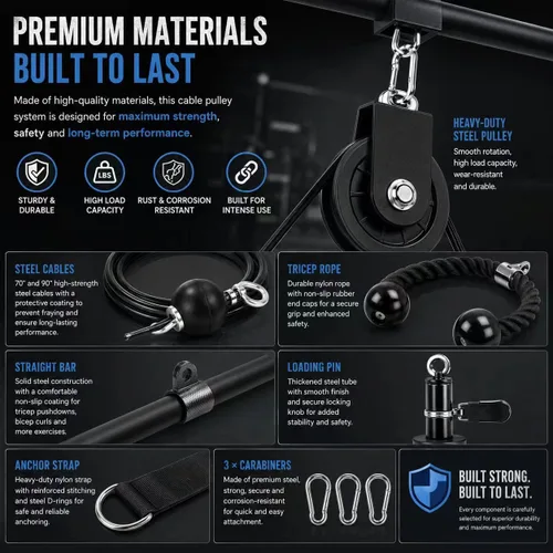 Vista 6 de Sistema de polea para gimnasio en casa, sistema de polea dual LAT Pulldown,Tríceps de bíceps