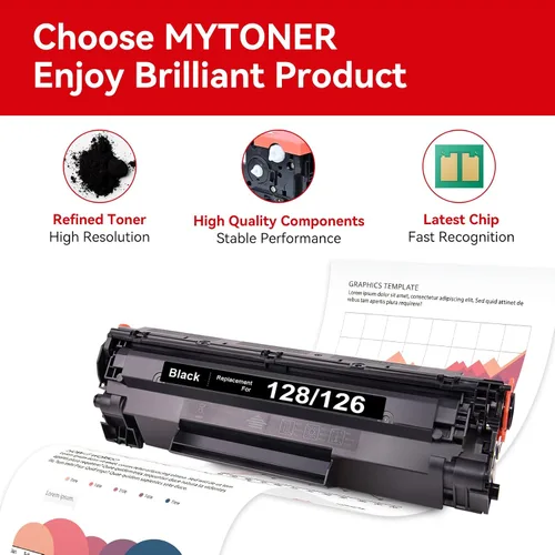 Vista 2 de MYTONER 126 128 Cartucho de tóner negro compatible para Canon 128 126 CRG-126 CRG-128 para imageCLASS D530 D550 MF4770N MF4880DW MF4890DW LBP6230DW
