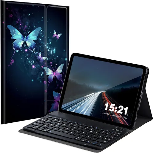Vista 13 de Funda de teclado para Samsung Galaxy Tab S6 Lite 2022/2020, Galaxy Tab S6 Lite SM-P610/P613/P615/P619 con teclado Bluetooth inalámbrico desmontable