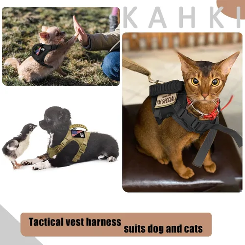 Vista 5 de Arnés táctico para perro, chaleco táctico para cachorros, con mango de goma, K9, ajustable y militar, chaleco para mascotas, arnés