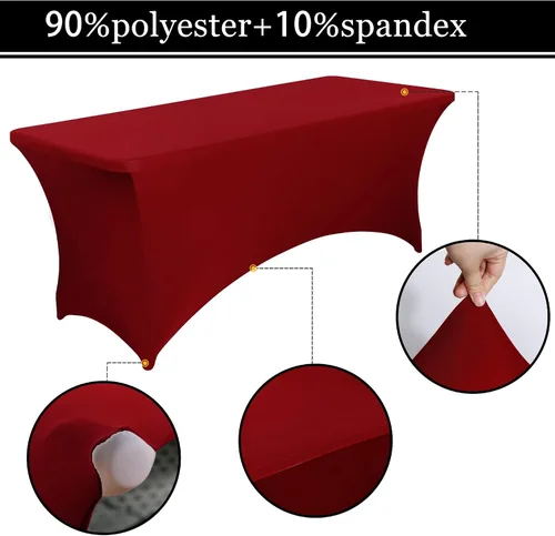 Vista 2 de Manteles ajustables de 4 pies para mesas rectangulares, 2 piezas, protector de mesa de elastano elástico para banquetes, camas de masaje, bodas