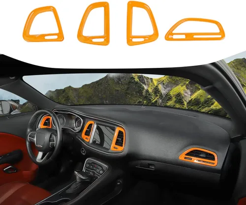 Vista 8 de Voodonala para Dodge Challenger 2015-2021, accesorio de recorte para salida de aire de la consola central (Azul, 4 piezas)
