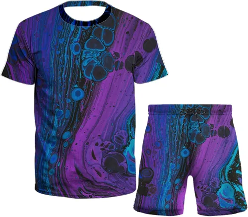 Vista 2 de Rvidbe Conjuntos para hombre de 2 piezas Drip Classic Impreso Chándal Deportivo de Verano de Manga Corta y Pantalones Cortos para Hombre