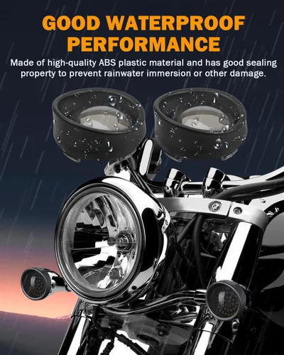 Vista 3 de PBYMT Cubierta de lente de señal de giro ahumada con visera negra de 2 pulgadas, biseles estilo visera bala compatible con Harley Touring Softail