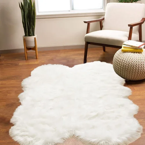 Vista 81 de Latepis - Alfombra rectangular de piel sintética tipo lana de oveja suave y esponjosa de estilo bohemio para sala de estar, dormitorio y residencias