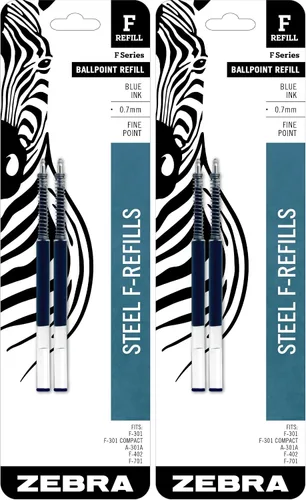 Vista 10 de Zebra Pen Recambios de bolígrafo F para F-301, F-301 Ultra y 301 A, punta fina, 0.7 mm, negro (paquete de 1, 2 unidades en total)