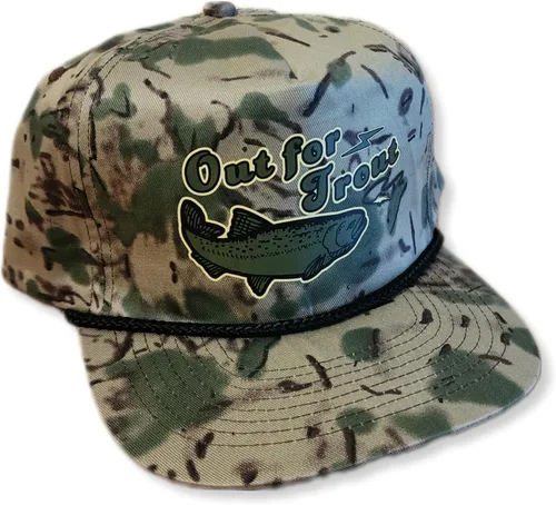 Vista 6 de ThatsRad Out for Trout Camionero Camuflaje Sombrero Visera Cuerda Snapback Camo Pesca Mosca