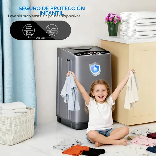 Vista 9 de [Usado] OLIXIS Lavadora portátil, lavadora compacta completamente automática de 7.7 libras, tambor de acero inoxidable, 10 ciclos de lavado