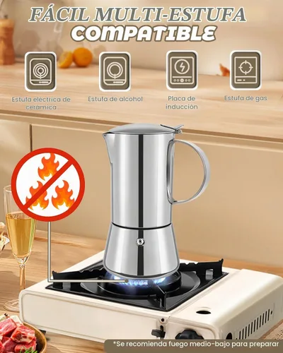 Vista 5 de Cafetera Express de acero inoxidable 304, 2 tazas Plateado (Classic Silver)