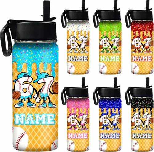 Vista 22 de Botella de agua personalizada, botella de agua deportiva personalizada con nombre, botella de acero inoxidable aislada al vacío con tapa con Color 1