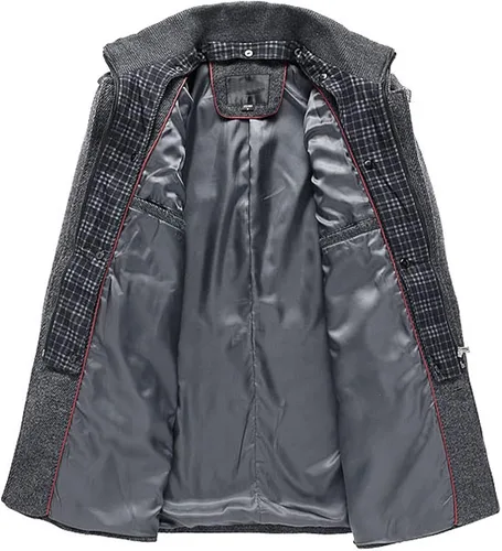 Vista 4 de chouyatou Abrigo de invierno con estilo de mezcla de lana para hombre