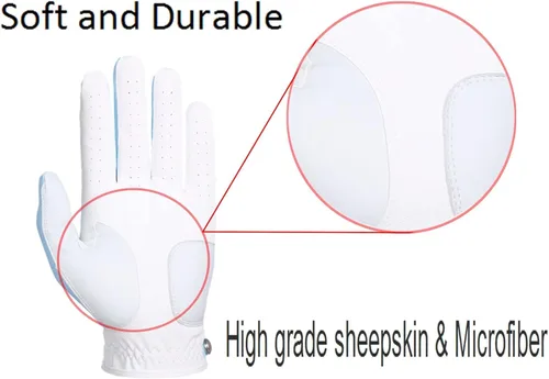 Vista 20 de Guantes de golf para hombre, cuero sintético de alta calidad, agarre estable, paquete de dos