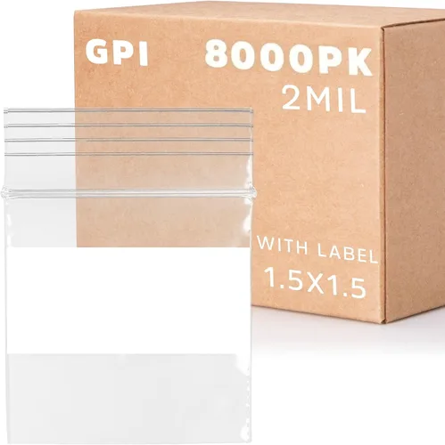 Vista 41 de GPI - Mini bolsas con cremallera de 1 x 1 pulgada, paquete de 100 bolsas de plástico transparente con cierre con cremallera con bloque blanco
