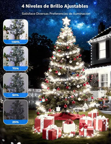 Vista 5 de Brightever Luces LED de Navidad para Exteriores, 295 Pies 900 Luces LED para Árbol de Navidad y Cerca con Control Remoto - 8 Modos de Iluminación
