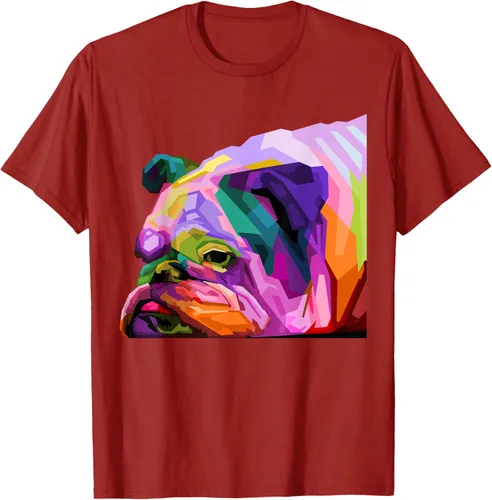 Vista 47 de Camiseta de retrato pop artístico de bulldog británico inglés para dueños de perros, Negro, S