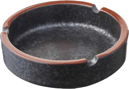 Vista 8 de Cenicero de cerámica elegante para interiores y exteriores para el hogar, barras de café y patios, color negro deslumbrante de lava (tamaño mediano)