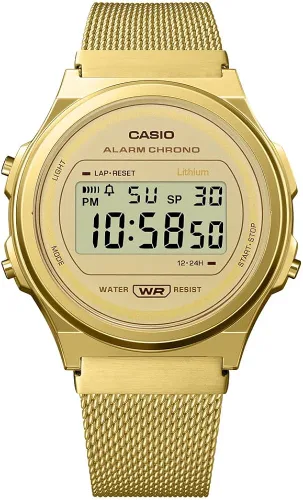 Vista 4 de Casio A171WEMG-9AEF - Reloj digital de cuarzo unisex para adultos con correa de acero inoxidable Oro A171WEMG-9AEF