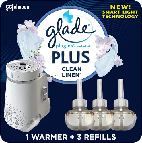 Vista 12 de Glade PlugIn Plus kit básico de ambientador, aceite perfumado para el hogar y el baño, Aqua Waves, 2.01 onzas líquidas, 1 calentador y 3 recargas