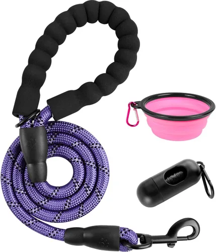 Vista 33 de BARKBAY - Correas para perros grandes, resistentes, de 4/5/6 pies, con cómoda asa acolchada y hilos altamente reflectantes para perros medianos