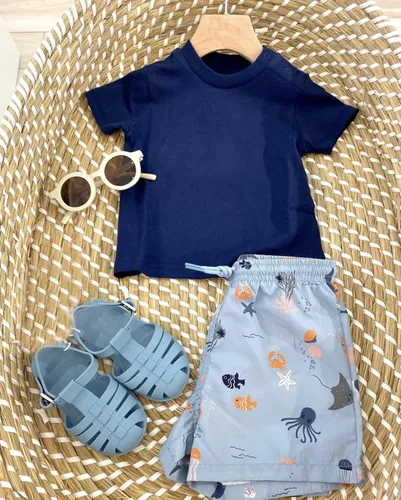 Vista 12 de Traje de baño para niños, ropa de playa de secado rápido, pantalones cortos de natación para niños pequeños, traje de baño a rayas, traje de baño