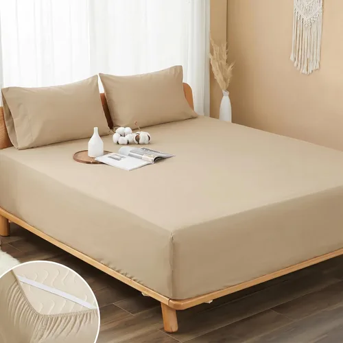 Vista 19 de Sábana bajera ajustable de 100 % algodón percal, con bolsillo profundo de 8 a 15 pulgadas, sábana bajera transpirable, suave y nítida solo con 4