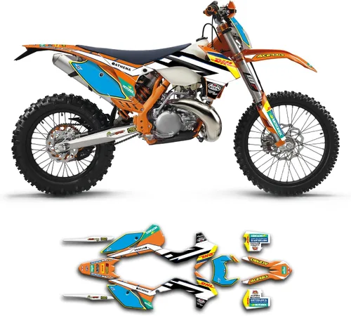 Vista 11 de Kit de calcomanías personalizadas para 125 200 250 300 350 450 500 EXC EXC-F XCW XC-W XCF-W 2014 2015, negro y azul, KTEXCW1416001-KR