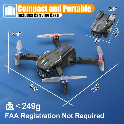 Vista 7 de X-shop Drone con cámara 1080P para niños y adultos, cuadricóptero RC plegable con despegue/aterrizaje con una tecla, selfie por gesto, volteretas