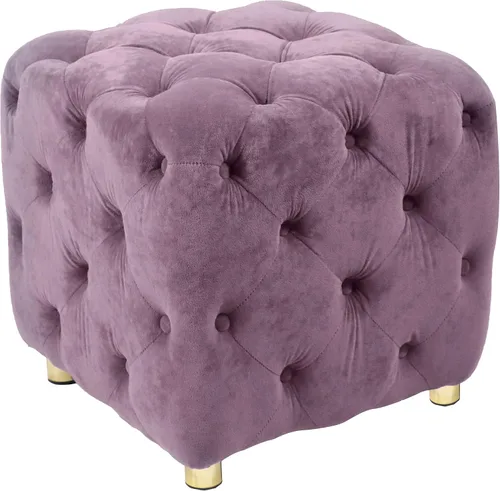 Vista 7 de Otomana cuadrada tapizada de terciopelo, moderna y suave, taburete de maquillaje, asiento cómodo para sala de estar, dormitorio, entrada (morado)