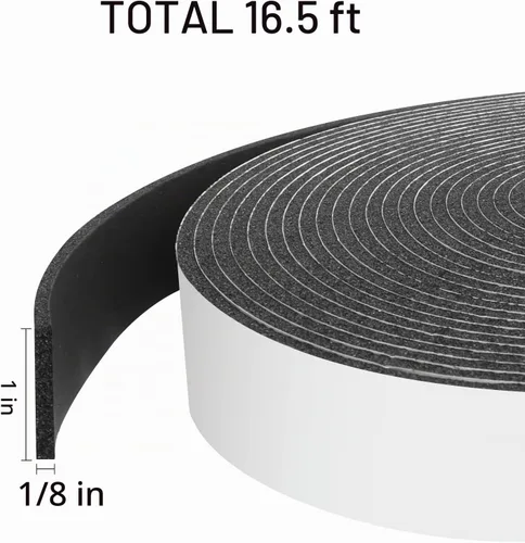 Vista 2 de Cinta aislante de espuma autoadhesiva Storystore, resistente a la intemperie de 1 x 1/8 x 16,5 pies para puertas y ventanas, sello de puerta a