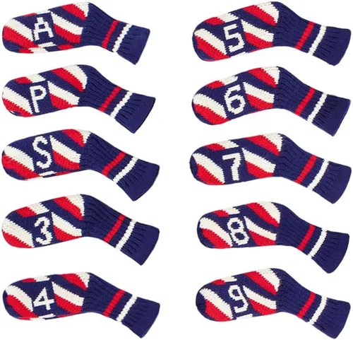 Vista 8 de Scott Edward 10 fundas para cabezas de palos de golf para hierros, básicamente, con forma de calcetines, lavables, duraderos, protectores de cabeza