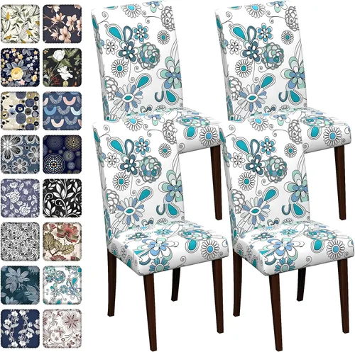Vista 84 de Fundas para sillas de comedor CoSofSLIP, juego de 2, fundas estampadas elásticas antideslizantes, fundas extraíbles y lavables para sillas