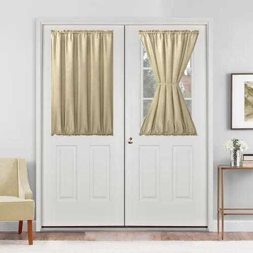 Vista 27 de Cortinas para puerta francesa, color aguamarina, 24 pulgadas de ancho x 40 pulgadas de largo, 1 panel Bolsillo para barra, semitransparente