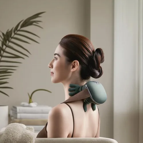 Vista 2 de ZoserX - Masajeador biónico con calefacción, masajeador portátil Shiatsu para cuello y espalda, masaje eléctrico de tejido profundo 4D