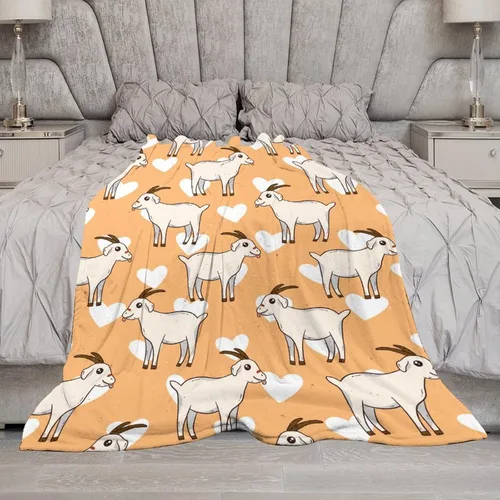 Vista 7 de Manta de cabra suave, mullida y cálida, manta pequeña de 30 x 40 pulgadas para sofá, oficina, manta estética amarilla, regalos para niñas y niños