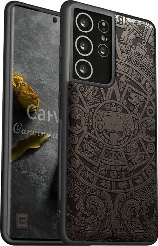 Vista 10 de Carveit Funda de madera para Galaxy S21 Ultra [madera natural y TPU suave] a prueba de golpes, híbrida, funda de madera única compatible con Samsung
