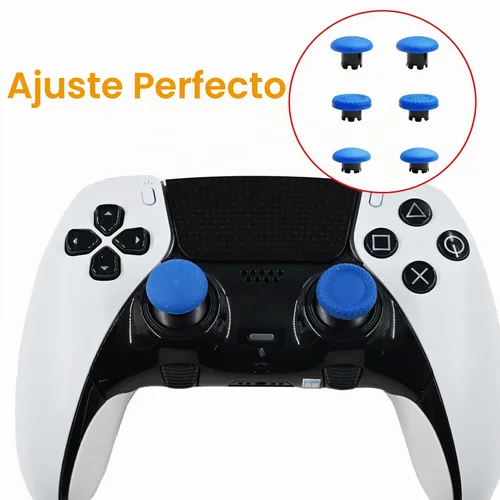 Vista 2 de Paletas de repuesto 6 en 1 para controlador PS5 Dualsense, palancas para controlador de borde PS5, piezas de accesorios para PS5 Dualsense Edge Azul