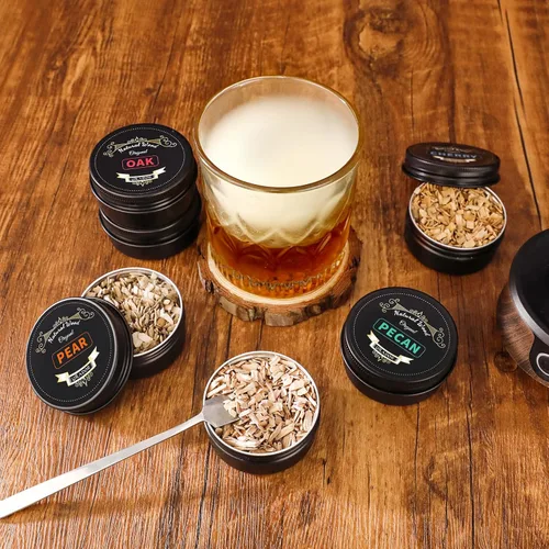 Vista 6 de Kit de ahumador de whisky eléctrico con antorcha, los mejores regalos de whisky para hombres, 6 astillas de madera – Infundir ricos sabores ahumados