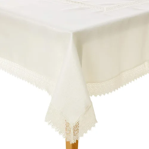 Vista 10 de Violet Linen Mantel de encaje Treasure, 70 pulgadas, redondo, marfil