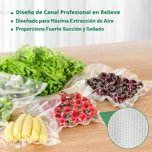 Vista 3 de FRESKO Rollos de bolsas de sellado al vacío 2 paquetes de 11" x 20', Bolsas de grado comercial para sellar una comida para almacenamiento