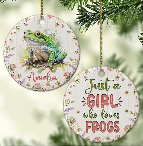 Vista 22 de Hyturtle Adorno de Navidad personalizado para los amantes de los osos, adorno de cerámica con nombre personalizado de Just A Girl Who Loves Bears