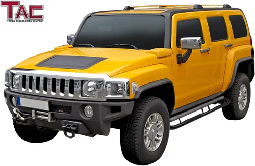 Vista 2 de TAC - Estribos laterales para Hummer H2 / H2 SUT 2003-2010 (modelos compatibles con riel de roca original), barras laterales negras de 3 pulgadas