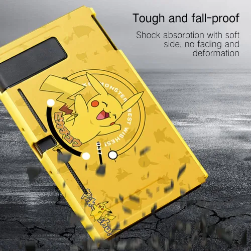 Vista 4 de PERFECTSIGHT Protective Case Compatible with Nintendo Switch Cute Pikachu Anti-Scratch Shockproof Slim Cover Case for NS Switch and Joy-Con, Hard