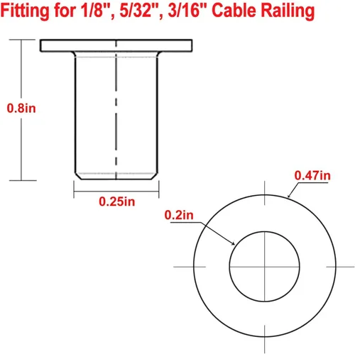Vista 5 de BLIKA 20 pares de tornillos de retardo de rosca izquierda y derecha y 65 fundas protectoras de acero inoxidable para barandillas de cable de 3/16