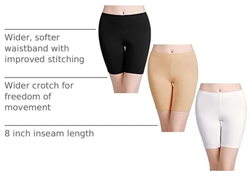 Vista 4 de wirarpa Ropa interior de algodón antirozaduras para mujer, pantalones cortos de pierna larga, paquete de 3