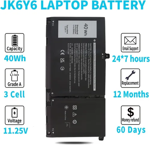 Vista 5 de Batería para laptop de 40 Wh JK6Y6 de 11.25 V para Dell Inspiron 5300 5301 5401 5402 5408 5409 5501 5508 5509 5400 5406 7405 7300 7306 75000 7506 2