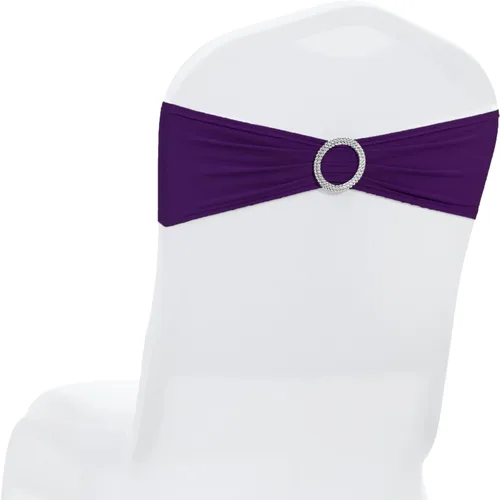 Vista 10 de MDS® Paquete de 10 bandas de elastano para silla con hebilla deslizante para decoración de bodas y eventos, bandas elásticas reutilizables