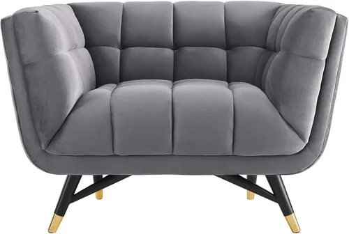 Vista 14 de Modway Adept. - Banco tapizado de terciopelo. Gris