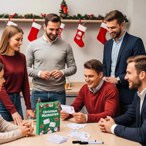 Vista 5 de Juego de cartas de Navidad para noche de juegos familiares, 120 tarjetas con 10 marcadores de borrado en seco, divertidos juegos de mesa para grupos