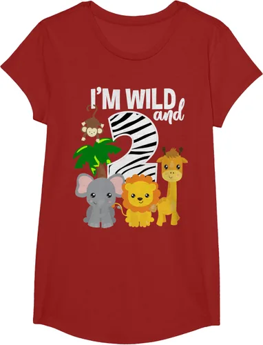 Vista 44 de Camiseta de cumpleaños con temática de zoológico de I'm Wild and 2, Negro, S