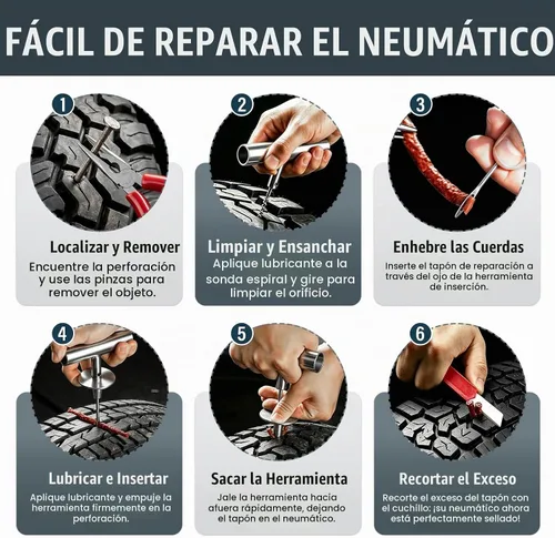 Vista 7 de ORCISH Kit de reparación de neumáticos, juego de 70 piezas, kit profesional de enchufes de neumáticos resistente, kit de parches de neumáticos